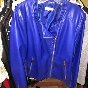 Calvin Klein - electric blue leather jacket